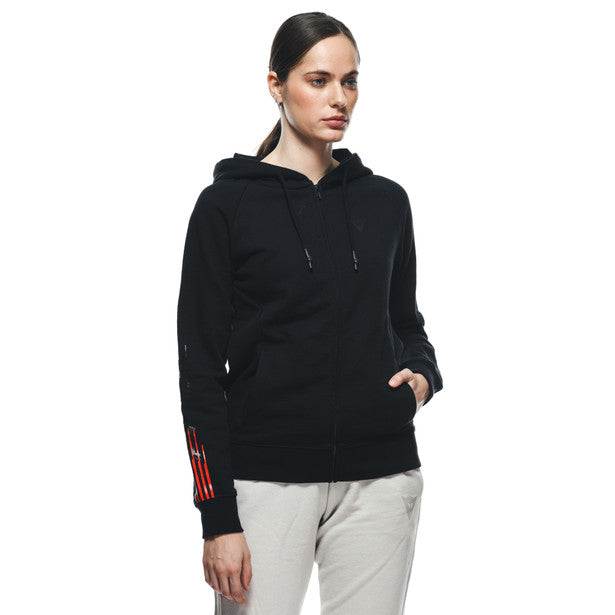 Dainese Logo Ladies Front Zip Casual Hoodie Black
