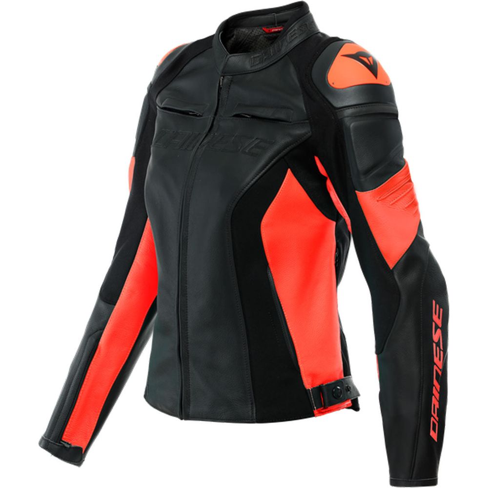 Dainese Racing 4 Ladies Leather Jacket Black / Fluo Red