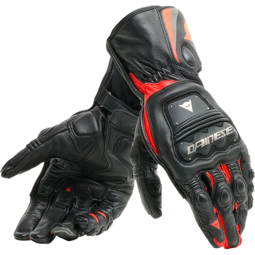 Dainese Steel Pro Leather Gloves Black / Fluo Red