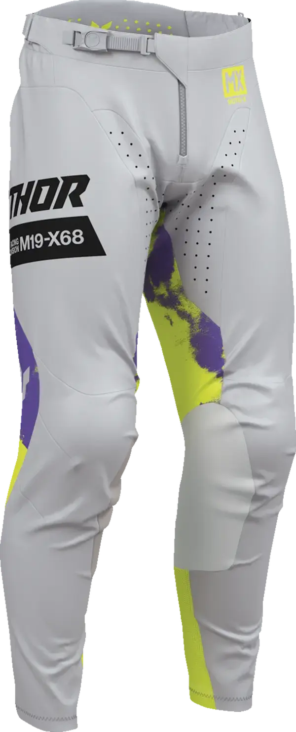 Thor Launchmode Bleach MX Textile Trouser Acid Yellow / Black / Grey / Purple - FREE UK Shipping, FREE 365 Day Returns | Moto Central