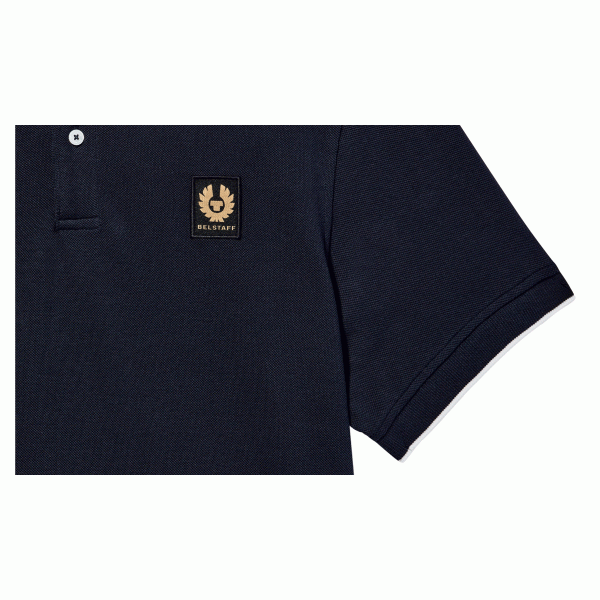 Belstaff Tipped Polo T-Shirt Dark Ink, chest badge and sleeve tipping detail