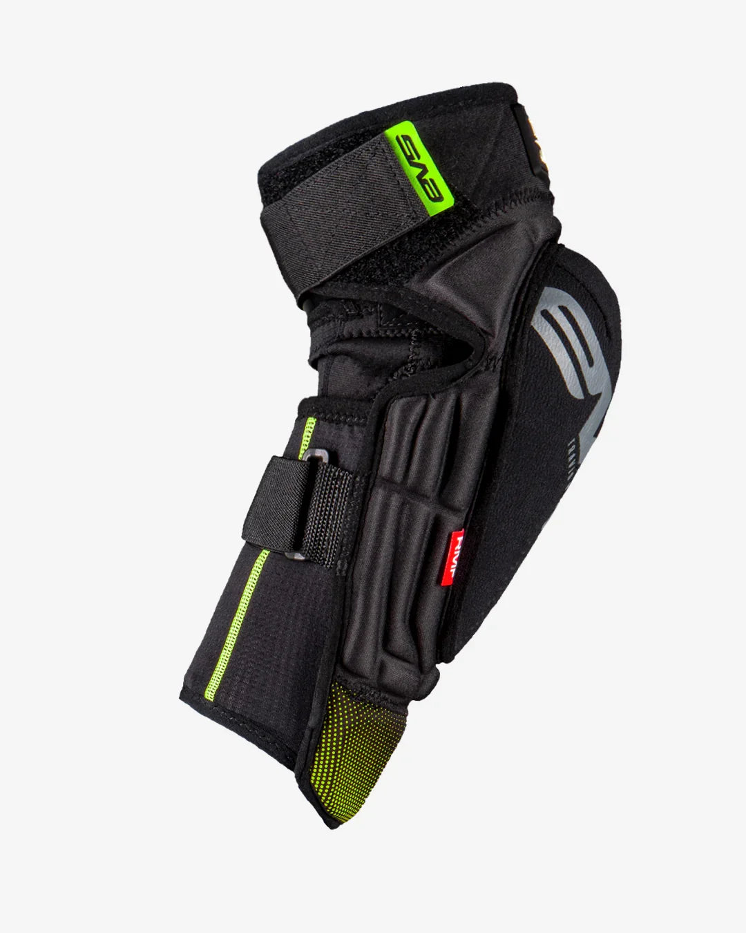 EVS TP199 Youth knee guard in black and hi-viz yellow, right profile