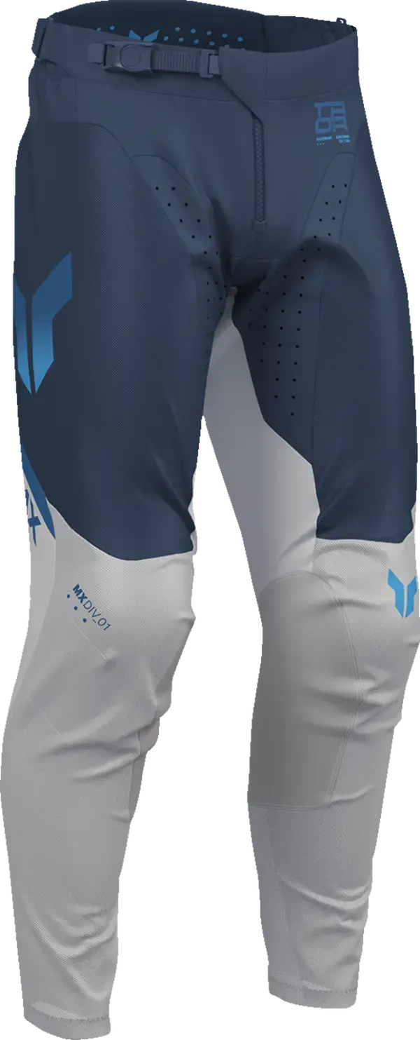 Thor Launchmode Air Raptor MX Textile Trouser Grey / Light Blue / Midnight Blue - FREE UK Shipping, FREE 365 Day Returns | Moto Central
