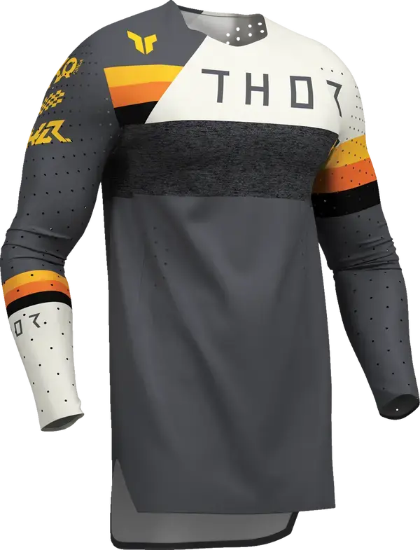 Thor Sportmode League Jersey Charcoal Grey / White / Yellow - FREE UK Shipping, FREE 365 Day Returns | Moto Central