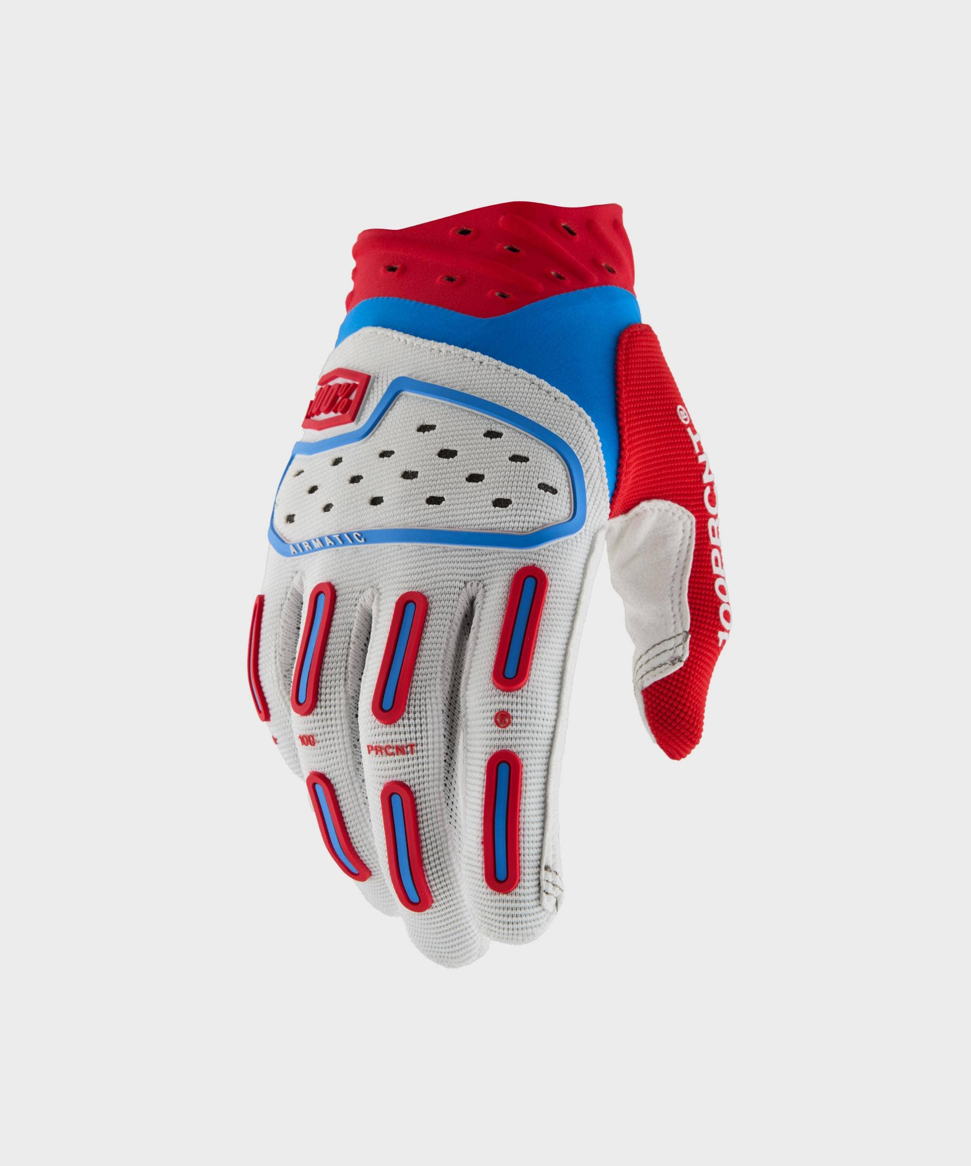 100% Airmatic Gloves Red / White / Blue - FREE UK Shipping, FREE 365 Day Returns | Moto Central