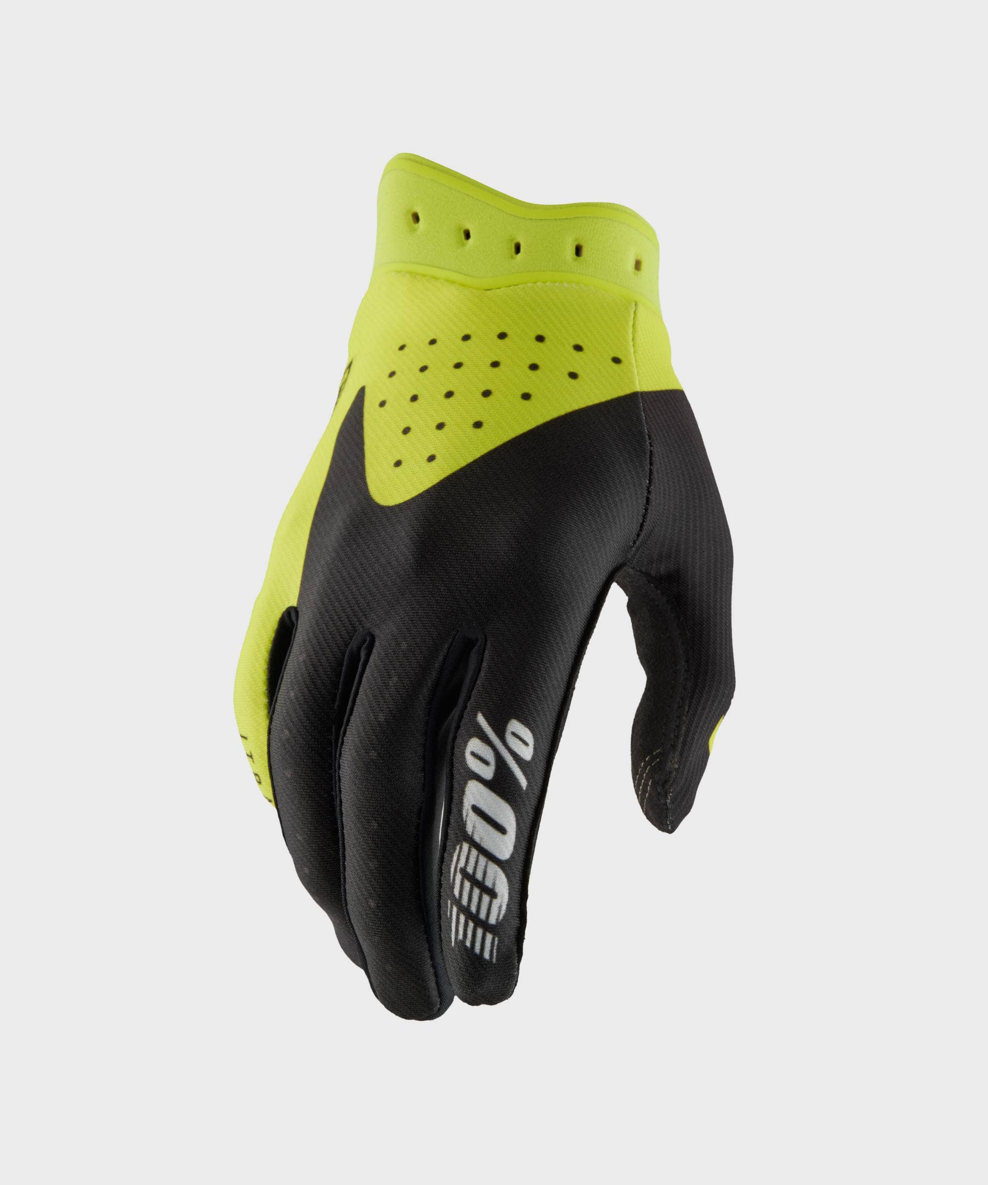 100% iTRACK Gloves Black / Fluo Yellow - FREE UK Shipping, FREE 365 Day Returns | Moto Central