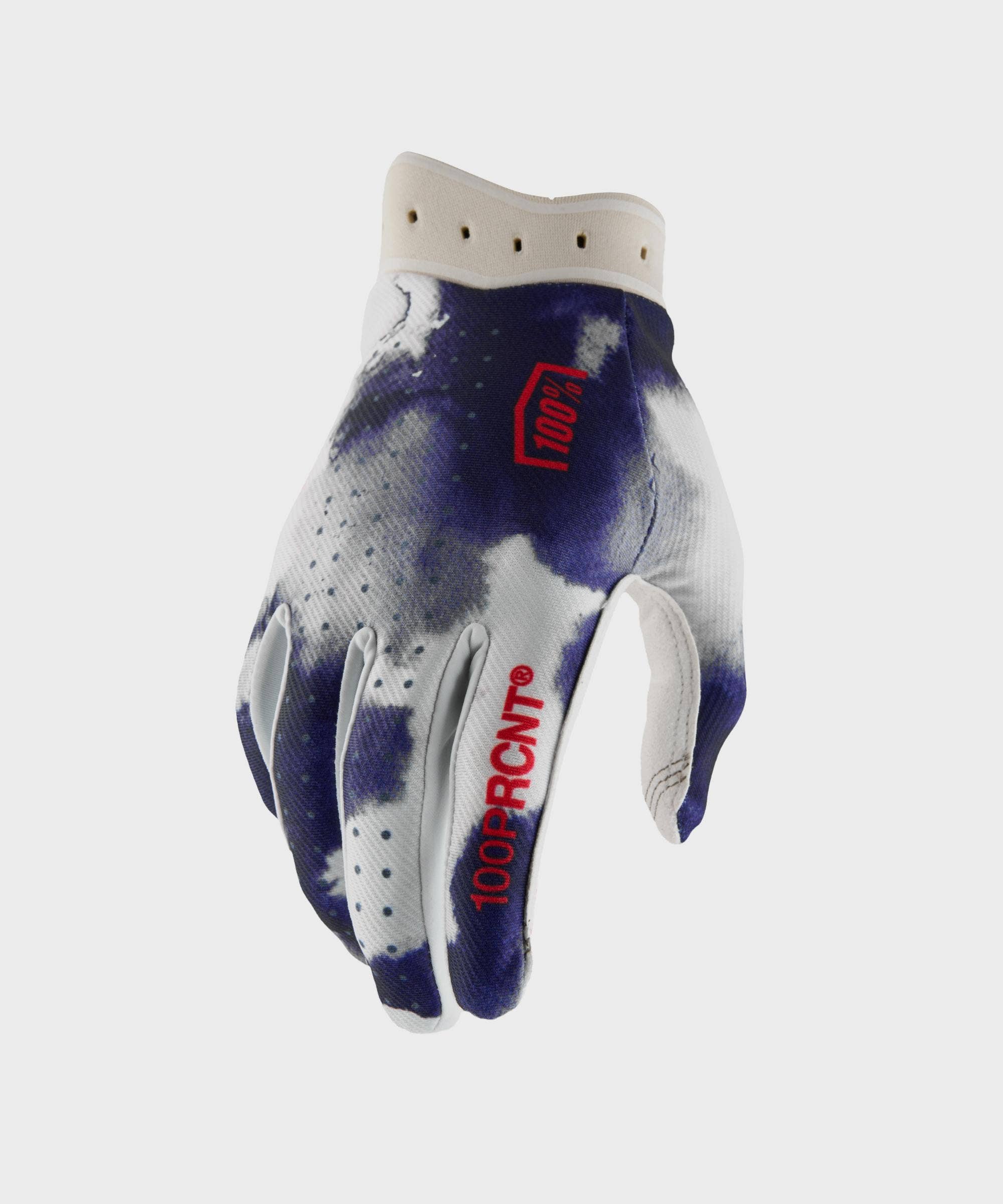 100% iTRACK Gloves Blue / White - FREE UK Shipping, FREE 365 Day Returns | Moto Central