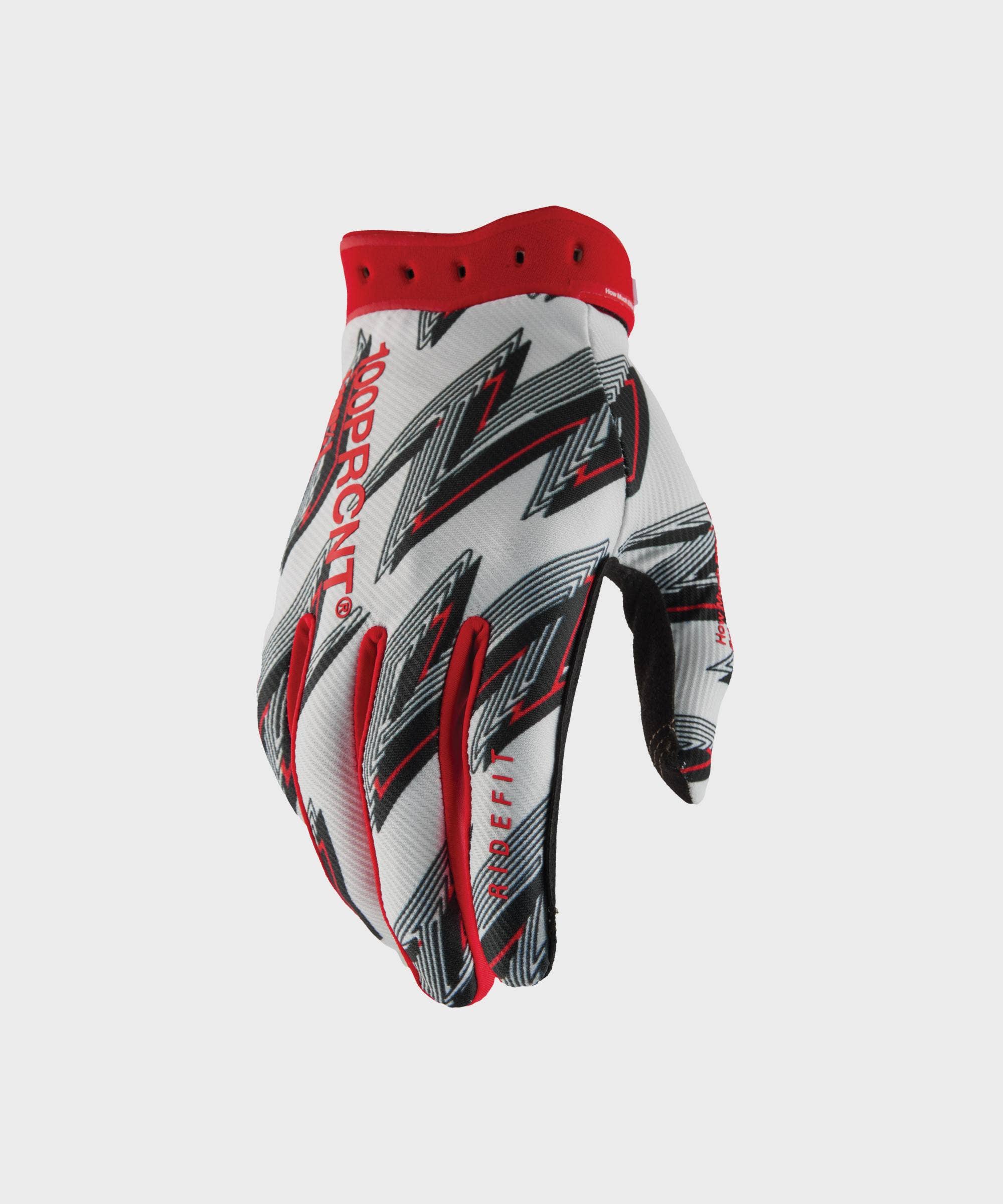 100% Ridefit Gloves Red - FREE UK Shipping, FREE 365 Day Returns | Moto Central