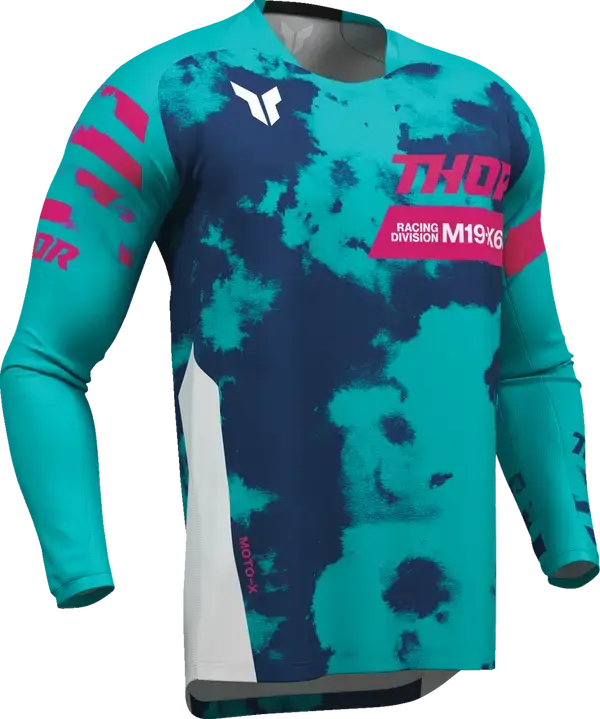 Thor Launchmode Bleach Jersey Aqua / Blue / Pink / White - FREE UK Shipping, FREE 365 Day Returns | Moto Central