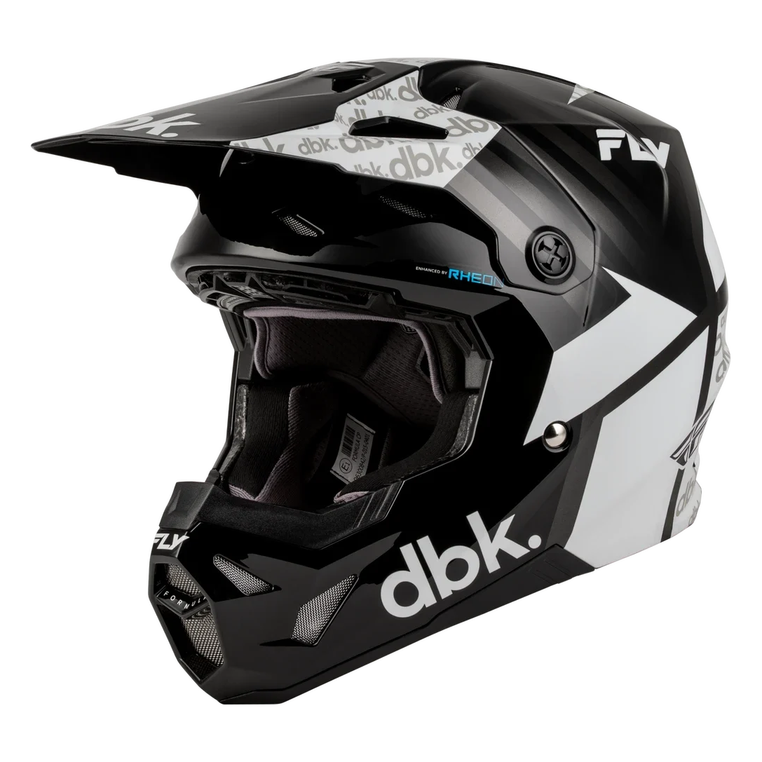 Fly Racing Formula CP DBK Black / White / Grey motocross helmet, left-side view