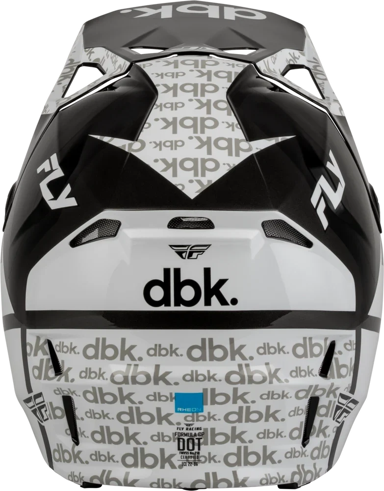 Fly Racing Formula CP DBK Black / White / Grey motocross helmet, rear view