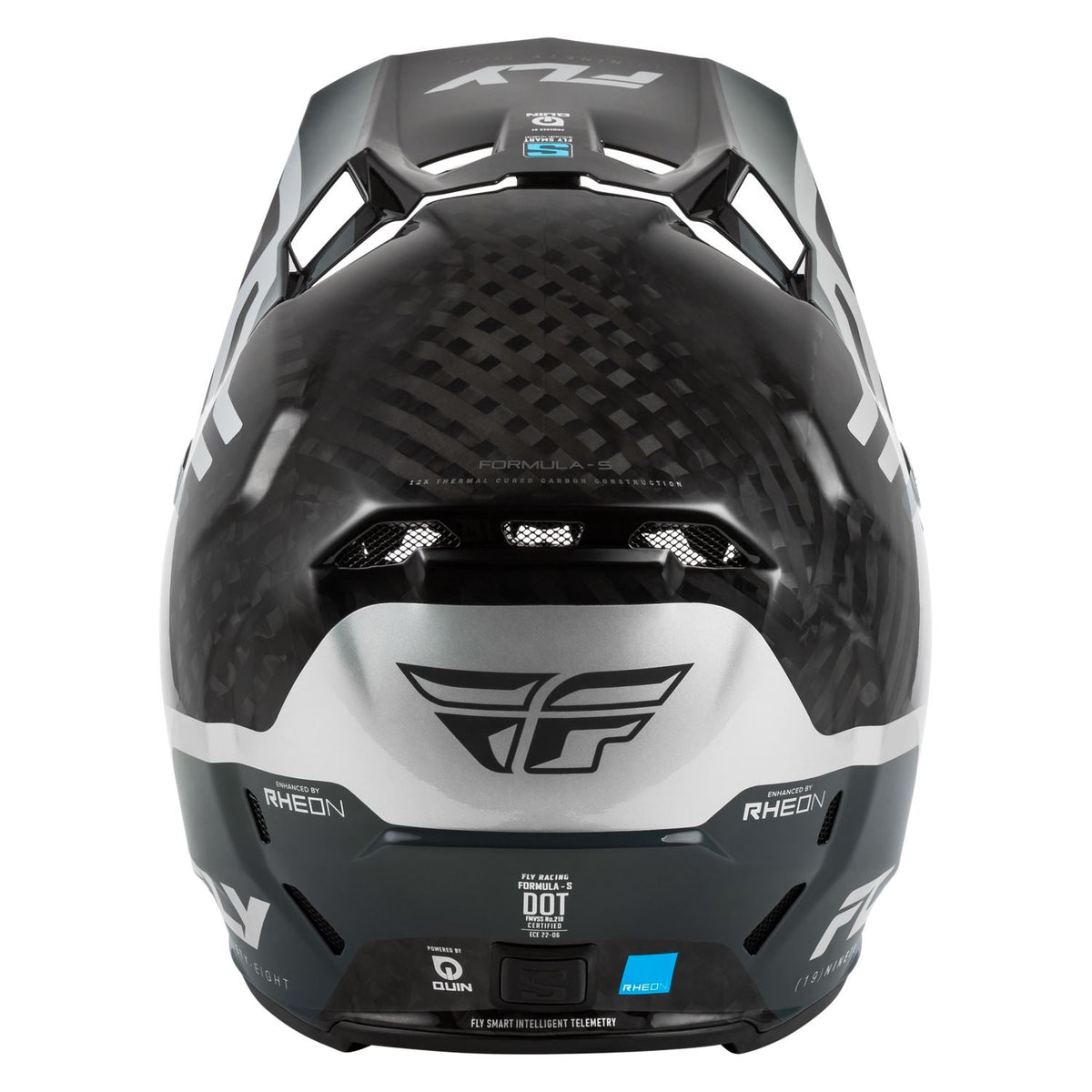 Fly Racing Formula S Byte Carbon Black Carbon / Grey / Silver helmet – rear view