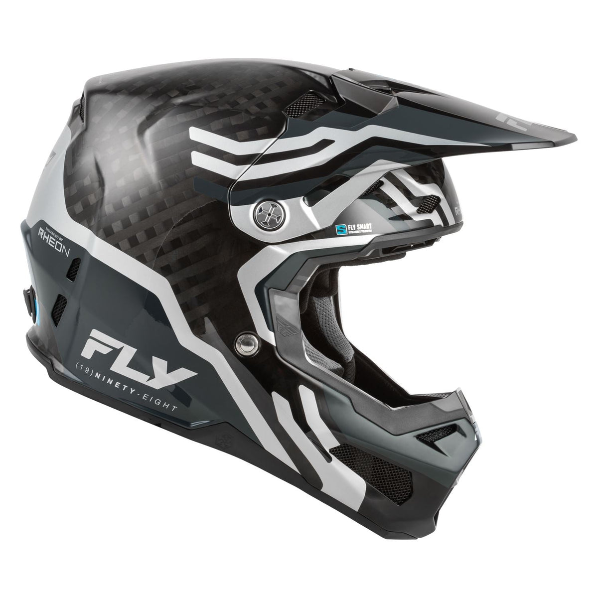 Fly Racing Formula S Byte Carbon Black Carbon / Grey / Silver helmet – right-side view