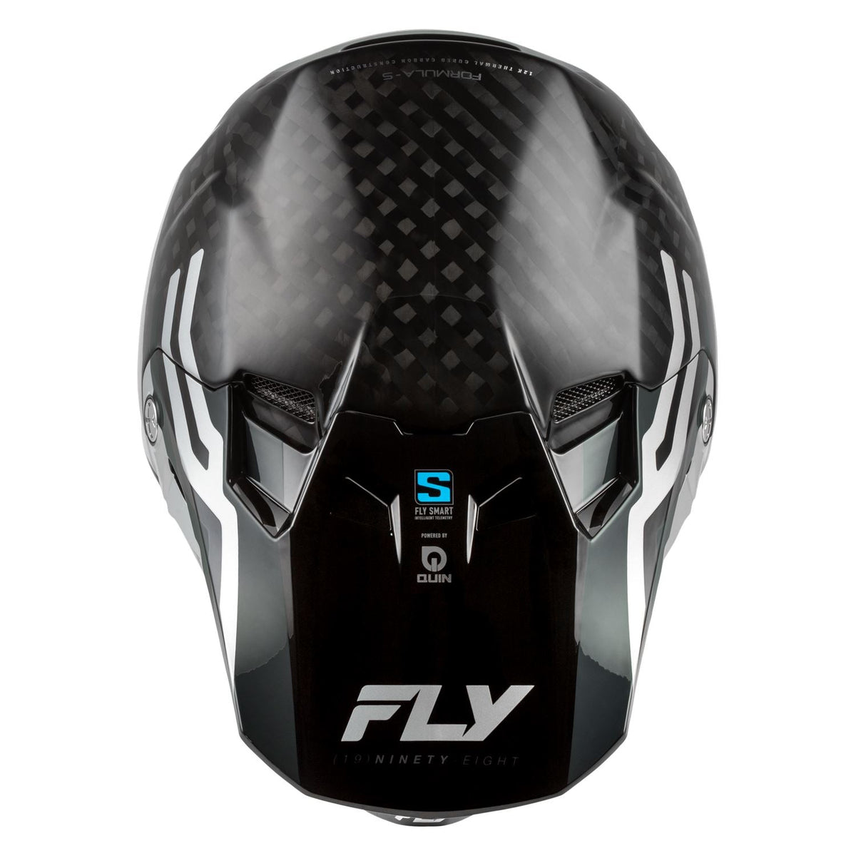 Fly Racing Formula S Byte Carbon Black Carbon / Grey / Silver helmet – top view