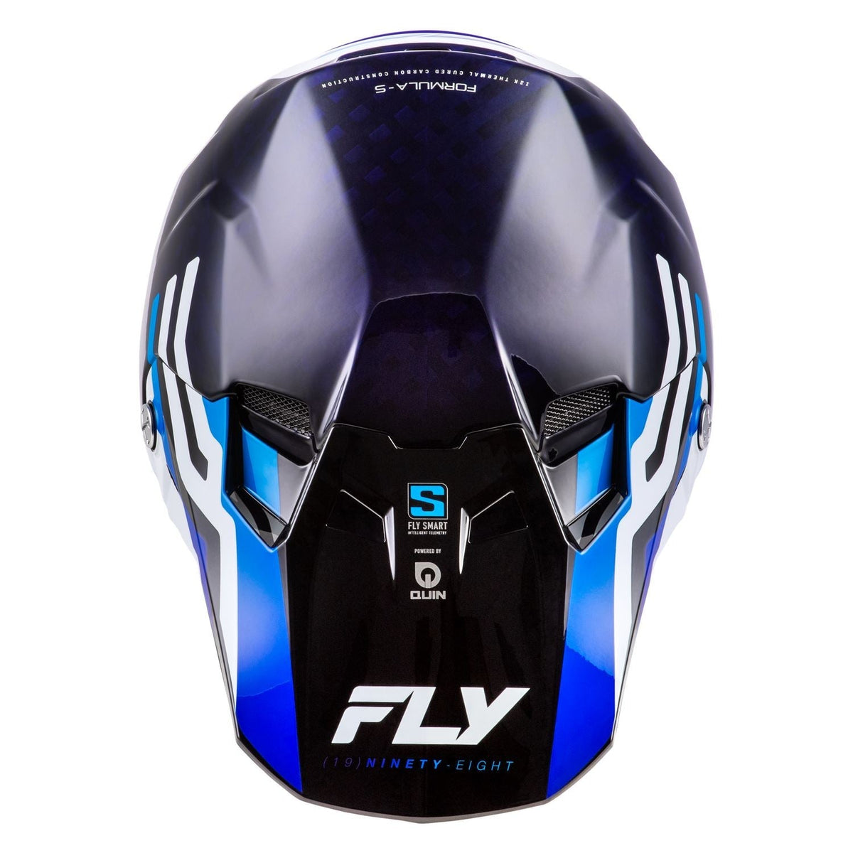 Fly Racing Formula S Byte Carbon Blue Carbon / Blue / White helmet – top view