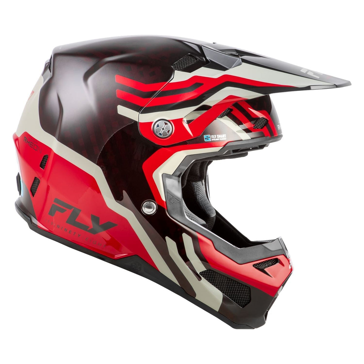 Fly Racing Formula S Byte Carbon Red Carbon / Red / Grey helmet – right-side view