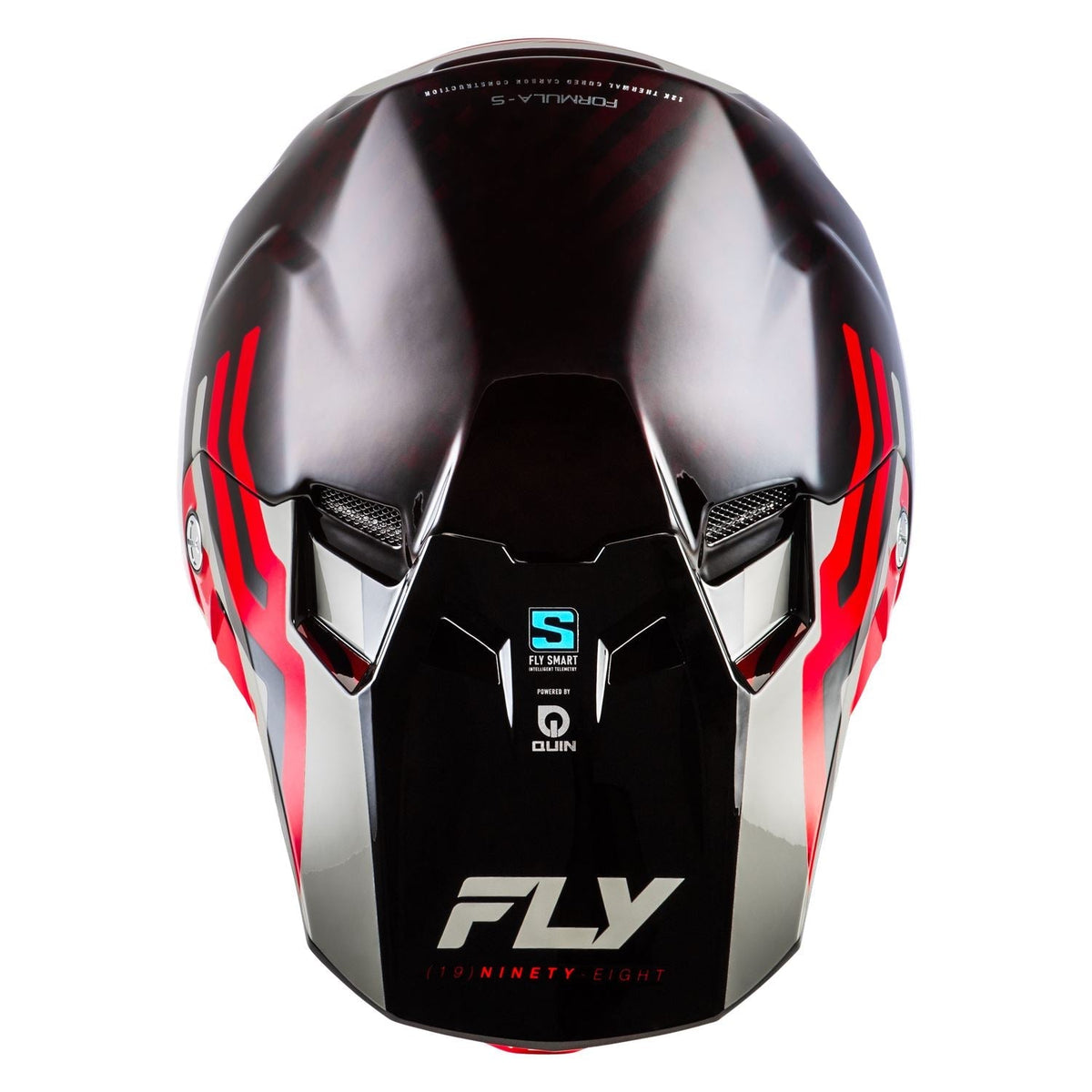 Fly Racing Formula S Byte Carbon Red Carbon / Red / Grey helmet – top view