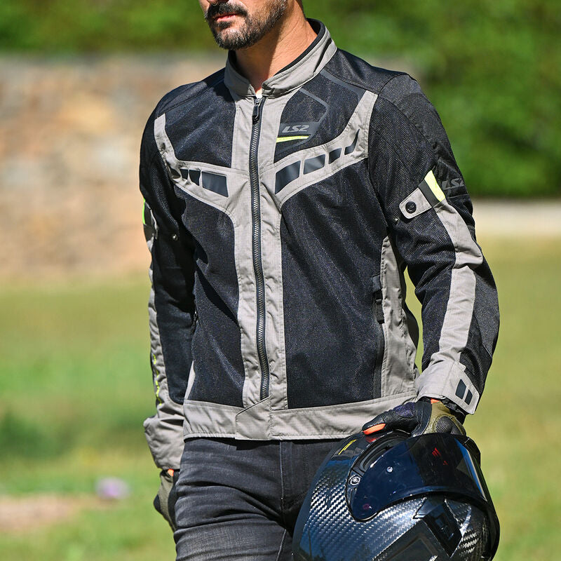 LS2 Garda Air Textile Jacket Green / Black / Hi-Viz Yellow
