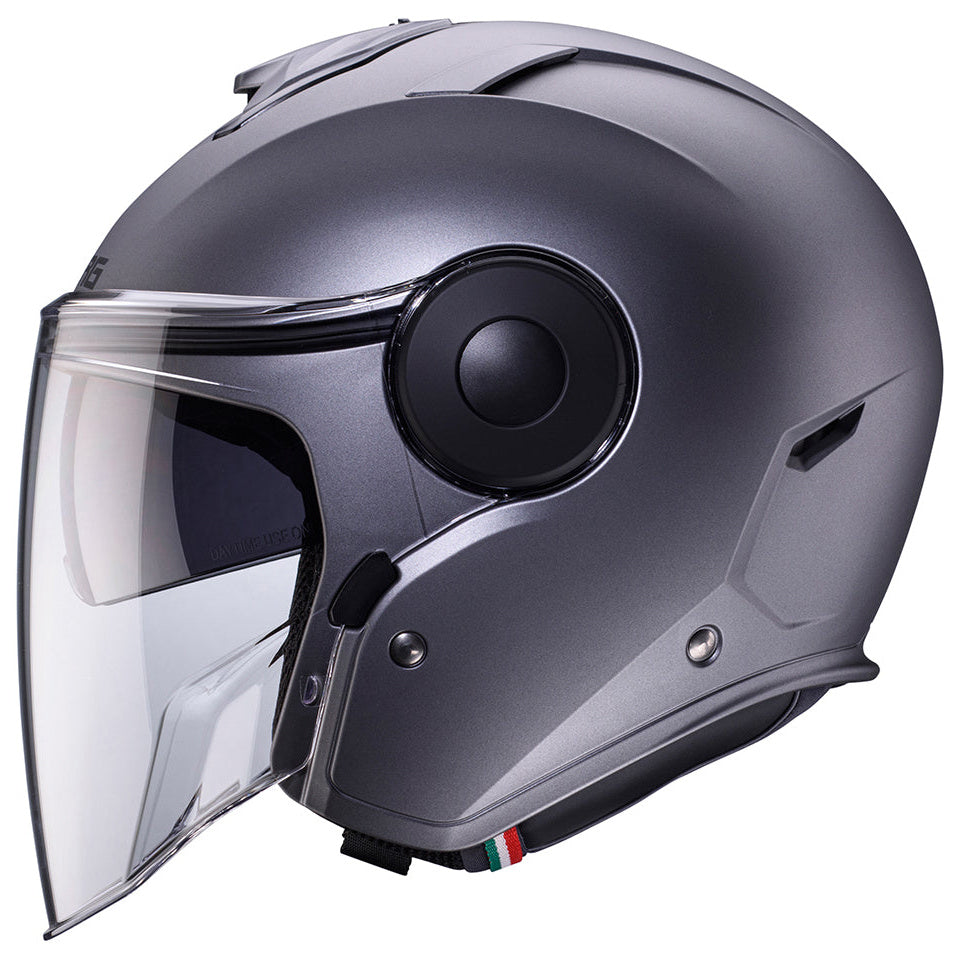 Caberg Soho Matt Gun Metal open-face motorcycle helmet, right-side view