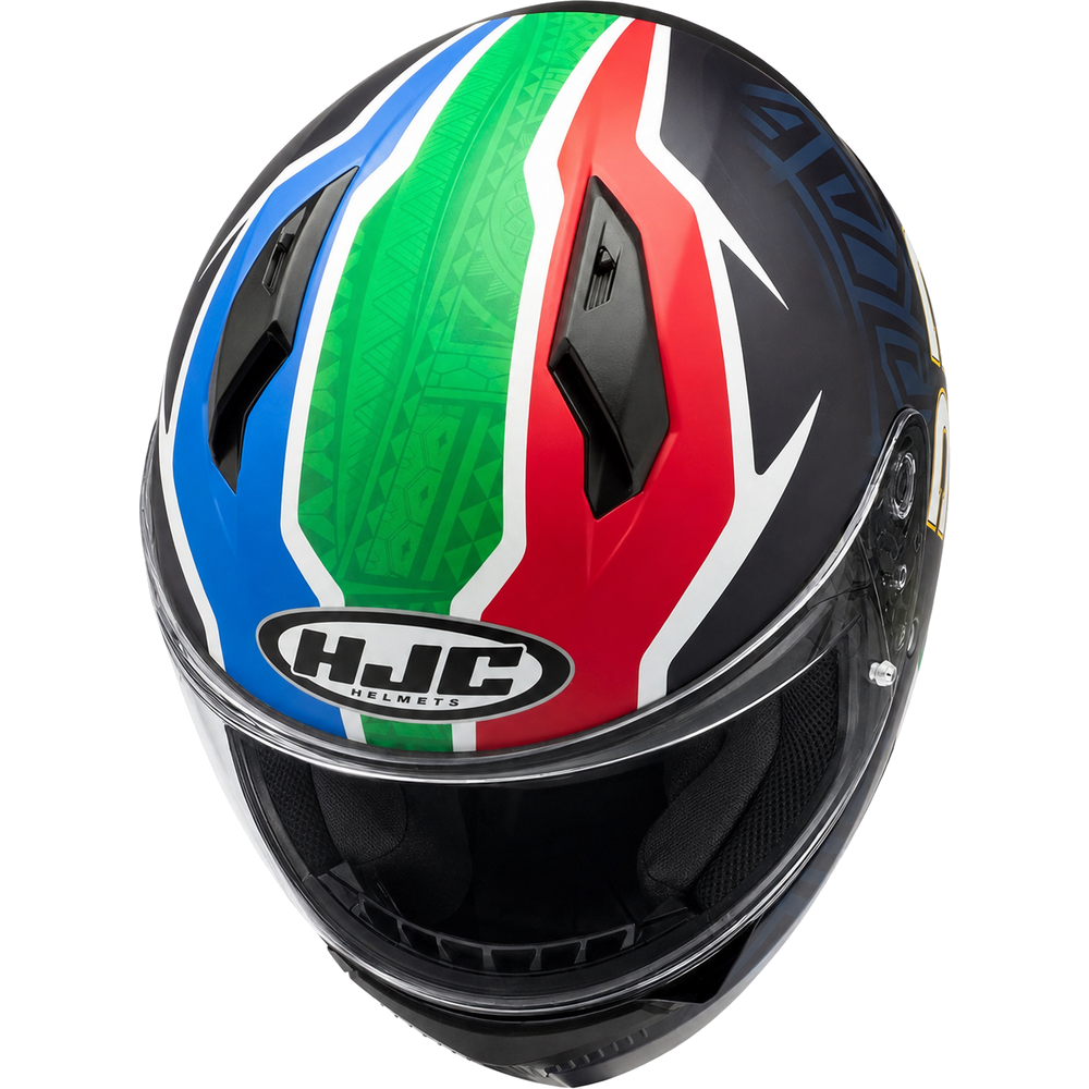 HJC C10 Brad Binder MC21SF Red / White / Blue full-face motorcycle helmet, front three-quarter view