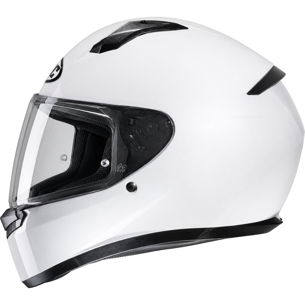 HJC C10 White full-face motorcycle helmet, right side view on white background