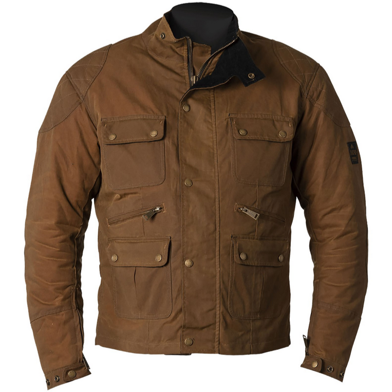 Helstons Hunt Waxed Cotton Textile Jacket Oak - FREE UK Shipping, FREE 365 Day Returns | Moto Central