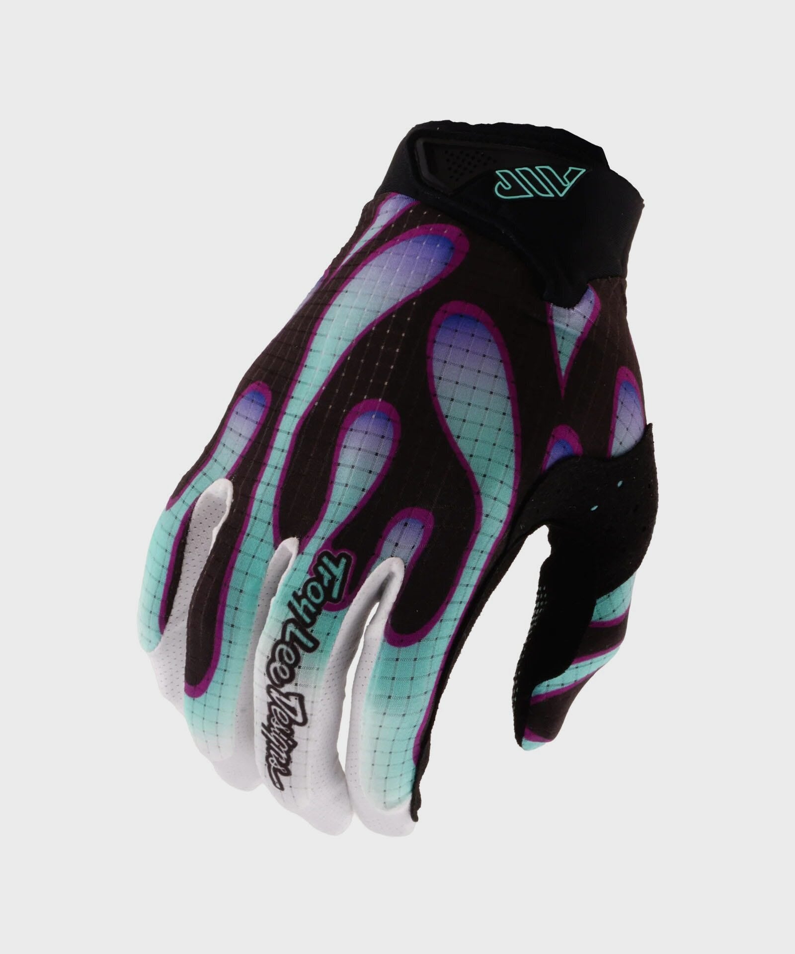 Troy Lee Designs Youth Air Cycle Gloves Overspray Black / Real Teal - FREE UK Shipping, FREE 365 Day Returns | Moto Central
