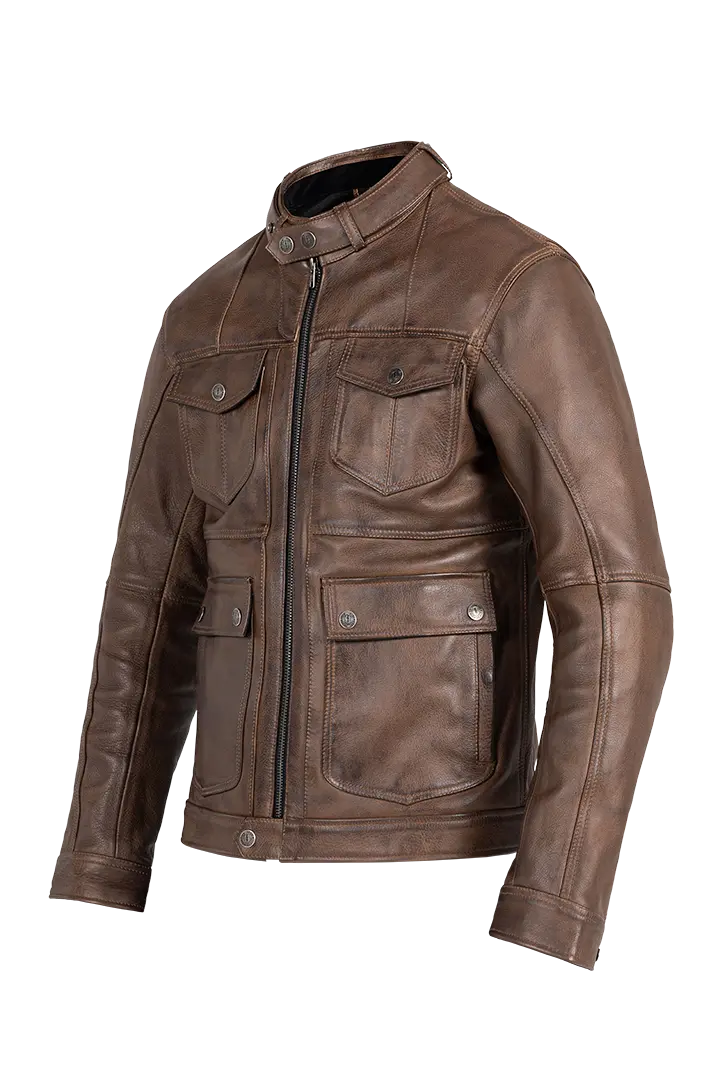 John Doe Drifter Leather Jacket Brown - FREE UK Shipping, FREE 365 Day Returns | Moto Central
