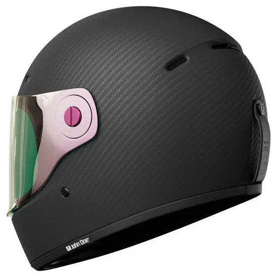 John Doe JD/One Frozen Carbon full-face motorcycle helmet, front-left three-quarter view