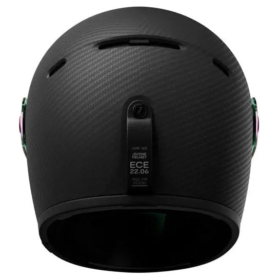 John Doe JD/One Frozen Carbon full-face motorcycle helmet, front view