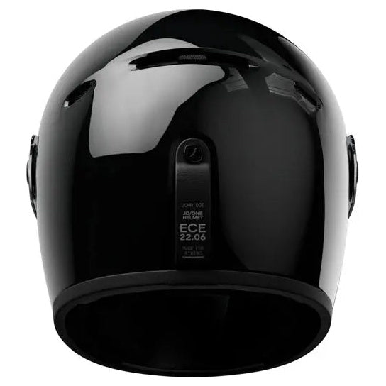 John Doe JD/One Glossy Black full-face motorcycle helmet, front view