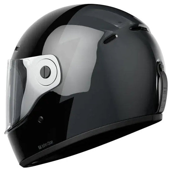 John Doe JD/One Signature Black / Grey full-face motorcycle helmet, front-left three-quarter view