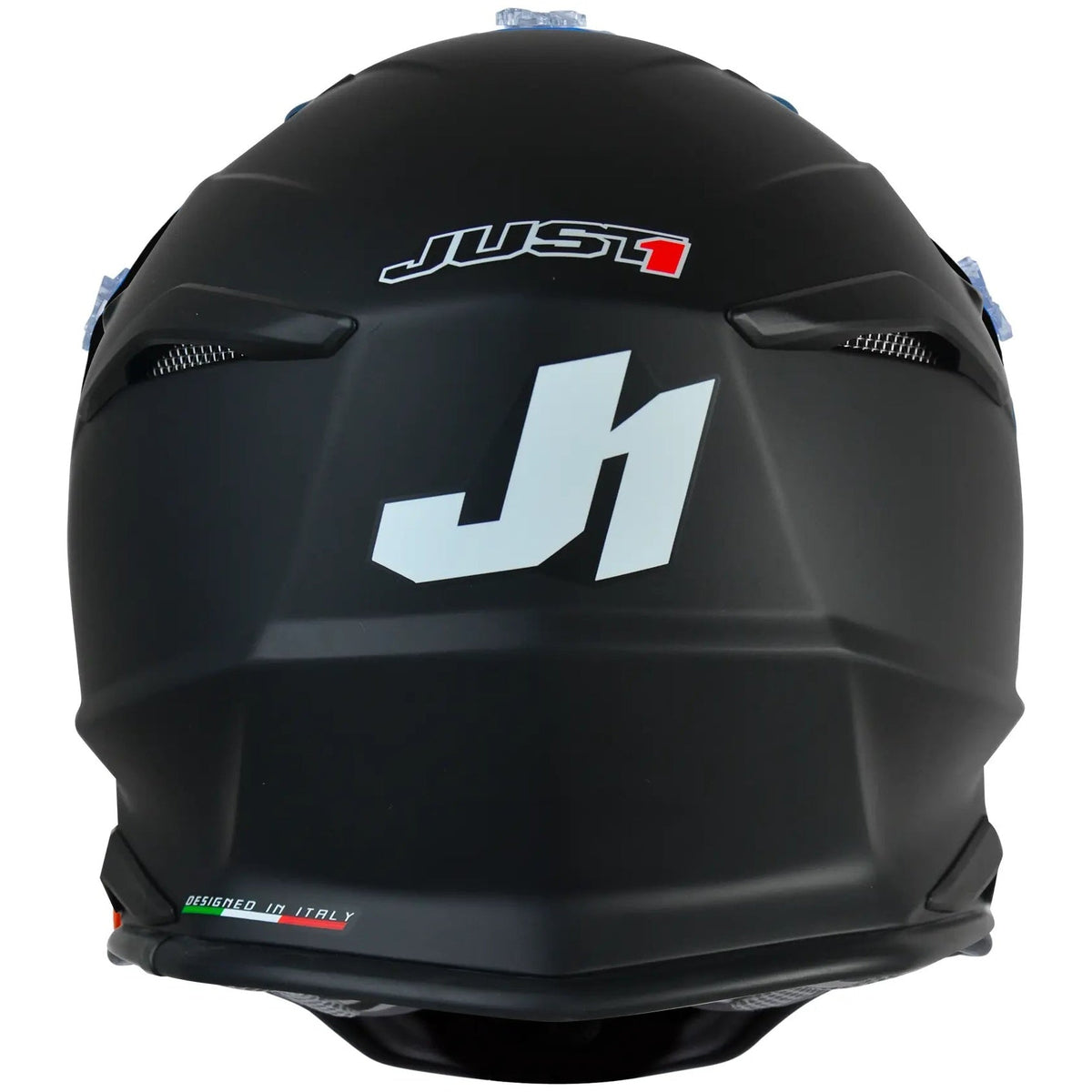 Just1 J39 Solid Matt Black motocross helmet - rear view