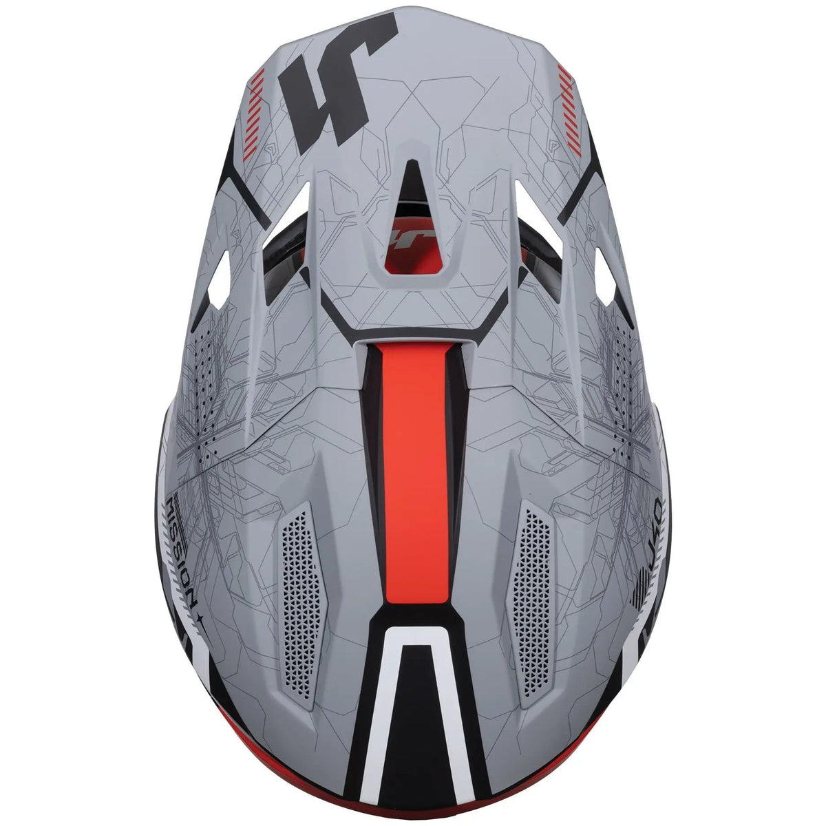 Just1 J40 Mission Red / Matt Grey motocross helmet - top view