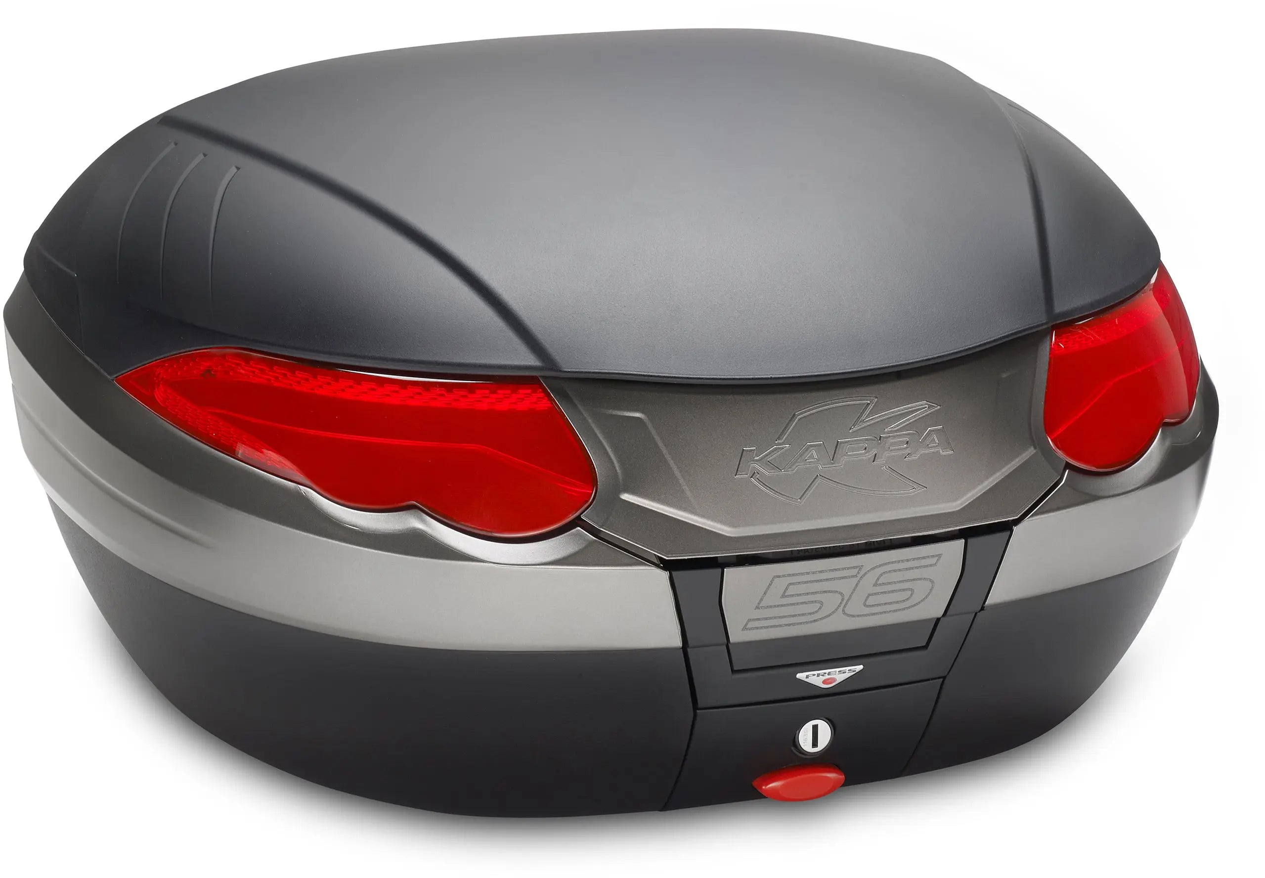 Kappa K56N Pannier Case Black With Red Reflector - 56 L FREE UK Delivery, FREE 365 Day Returns | Moto Central