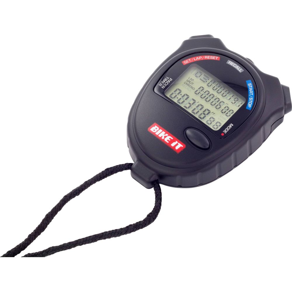 Bike It Digital LCD Stopwatch 60 Lap 10 Hour Black