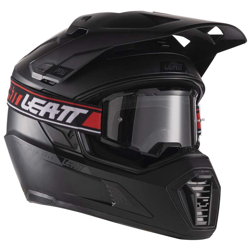 Leatt ADV 7.5 Helmet Kit Black adventure motorcycle helmet, front three-quarter view