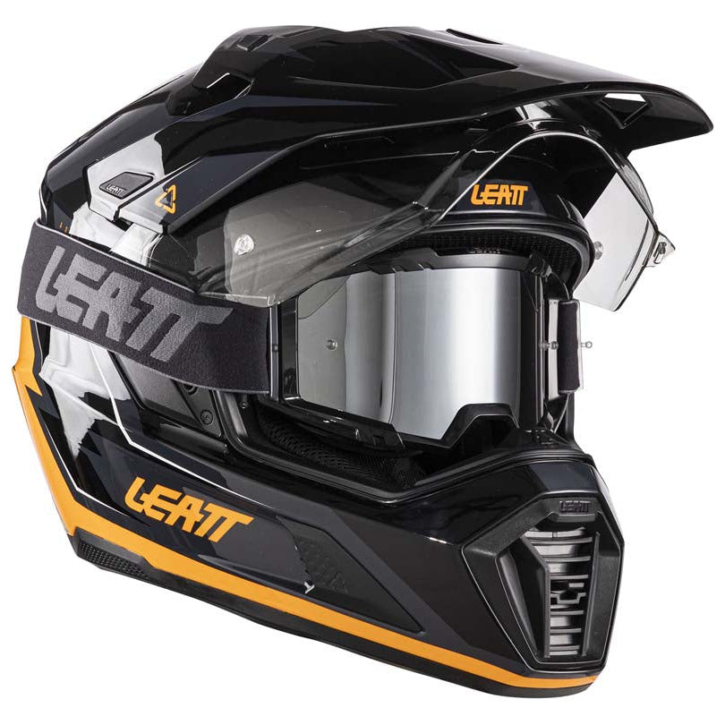 Leatt ADV 7.5 Helmet Kit Black / Orange adventure motorcycle helmet, visor-open view