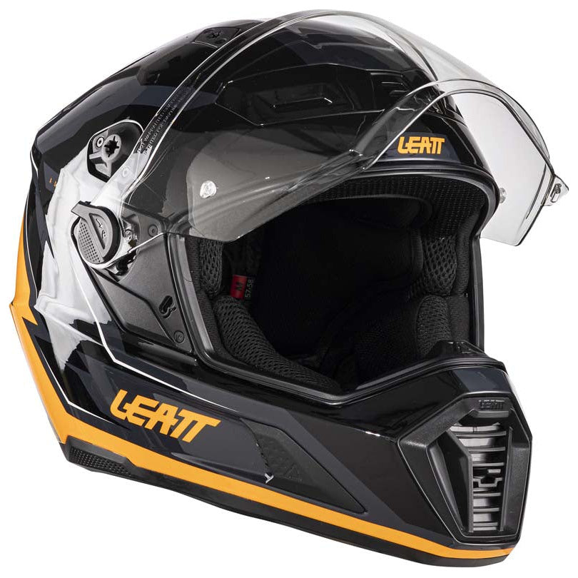 Leatt ADV 7.5 Helmet Kit Black / Orange adventure motorcycle helmet, visor-raised view