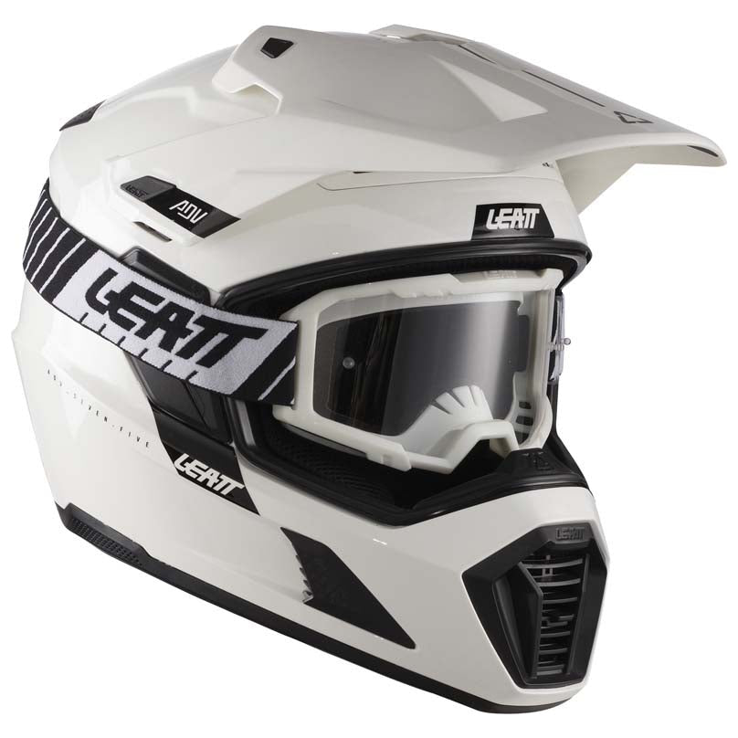 Leatt ADV 7.5 Helmet Kit White adventure motorcycle helmet, clear-visor view