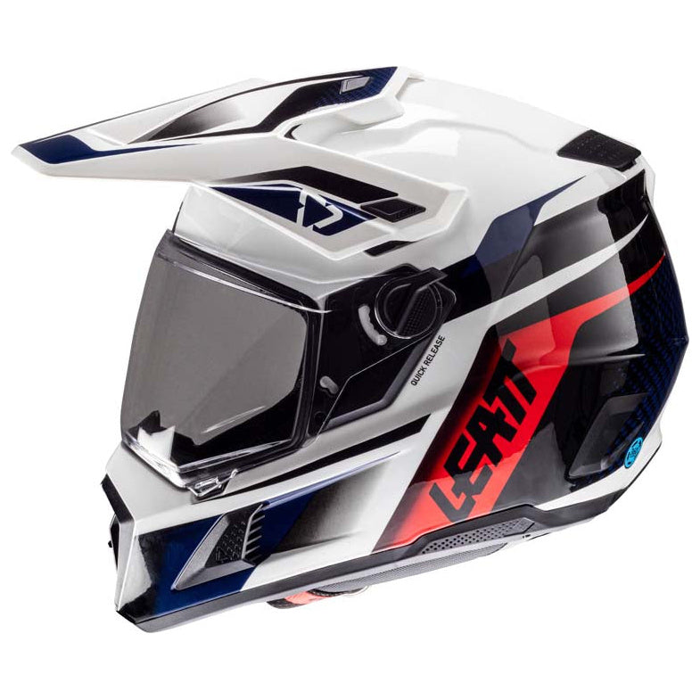 Leatt ADV 8.5 Helmet Kit Royal Blue / Red adventure motorcycle helmet, left-side view