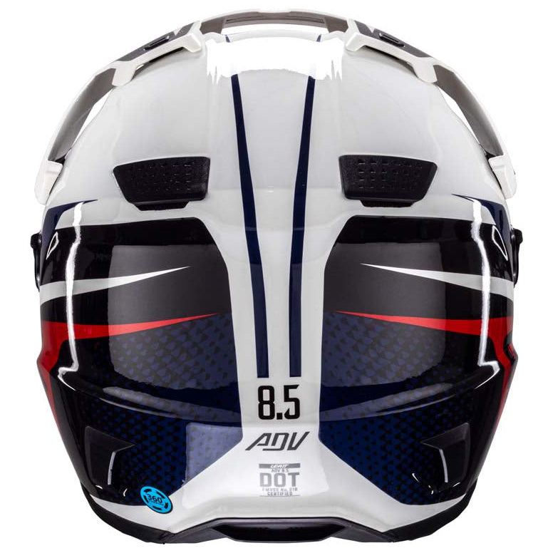 Leatt ADV 8.5 Helmet Kit Royal Blue / Red adventure motorcycle helmet, rear view