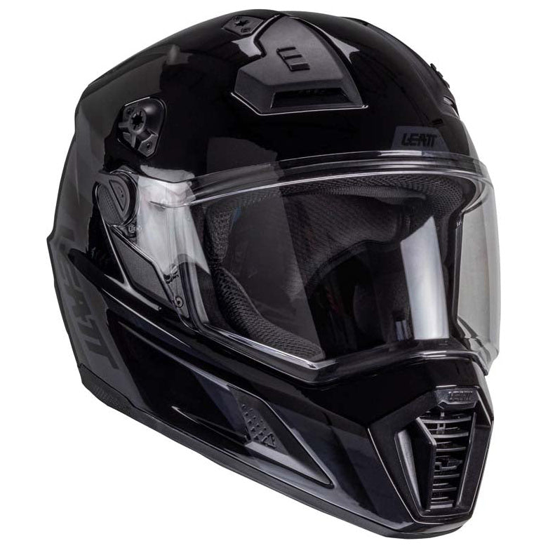 Leatt ADV 8.5 Helmet Kit Stealth Black / Grey adventure motorcycle helmet, left front view
