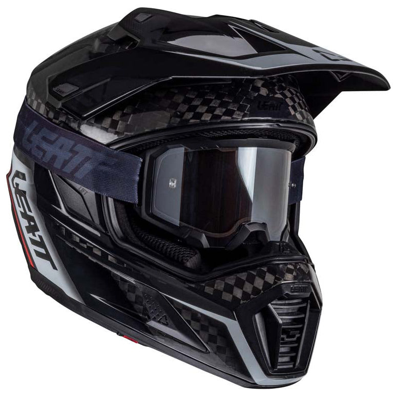 Leatt ADV 9.5 Helmet Kit Carbon / Black adventure motorcycle helmet, front three-quarter view