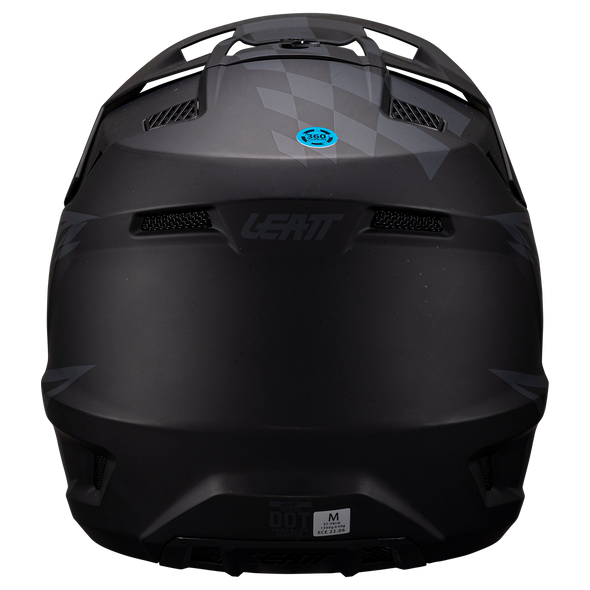 Leatt Moto 3.5 Helmet Kit Stealth Black / Grey motocross motorcycle helmet, rear view
