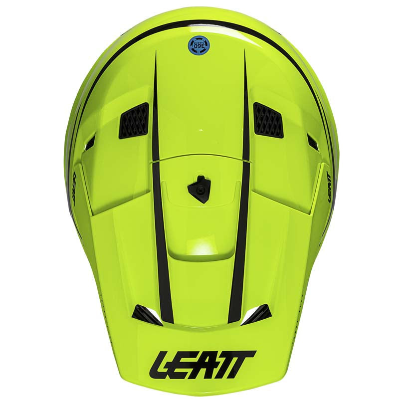 Leatt Moto 3.5 Junior Helmet Kit Neon Yellow motocross motorcycle helmet, top view