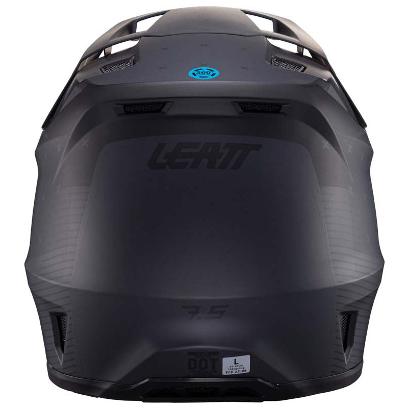 Leatt Moto 7.5 Helmet Kit Stealth Black / Grey motocross motorcycle helmet, rear view