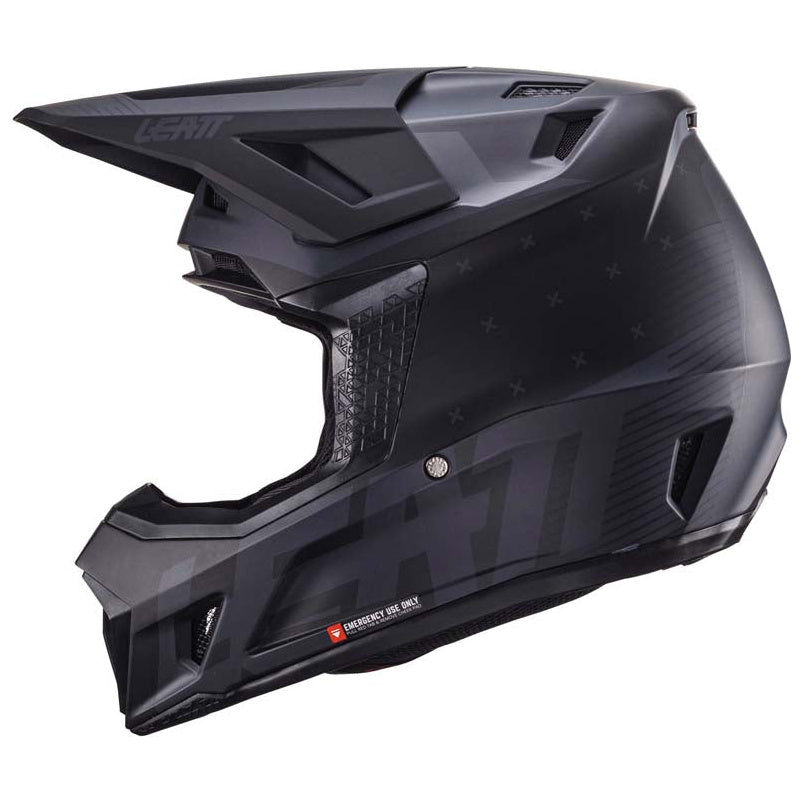 Leatt Moto 7.5 Helmet Kit Stealth Black / Grey motocross motorcycle helmet, right-side view