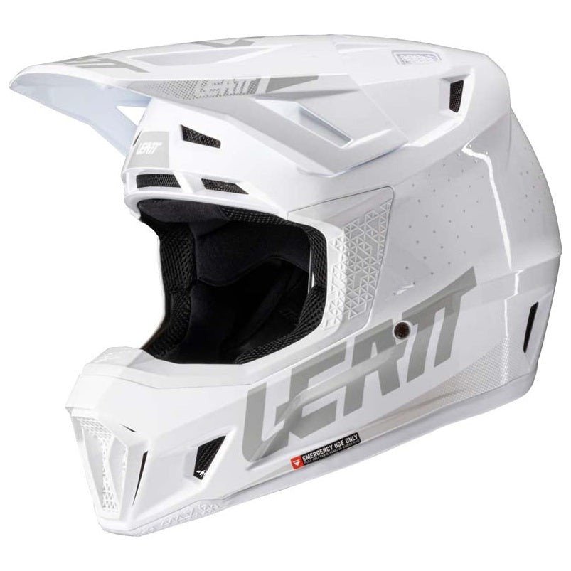 Leatt Moto 7.5 Helmet Kit White motocross motorcycle helmet, left-side view