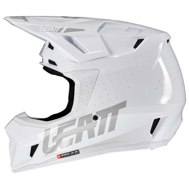 Leatt Moto 7.5 Helmet Kit White motocross motorcycle helmet, right-side view